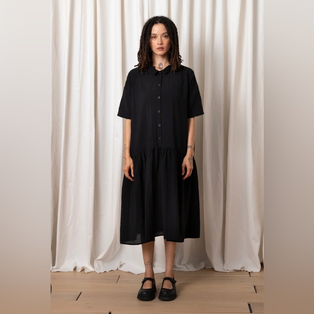 Ali Golden 🖤 cotton poplin drop-waist dress